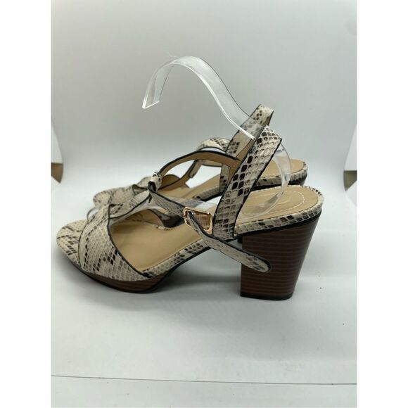 Cato Womens Open Toe Sandals Block High Heels Snake Pattern Shoes Size 8 - Picture 4 of 10